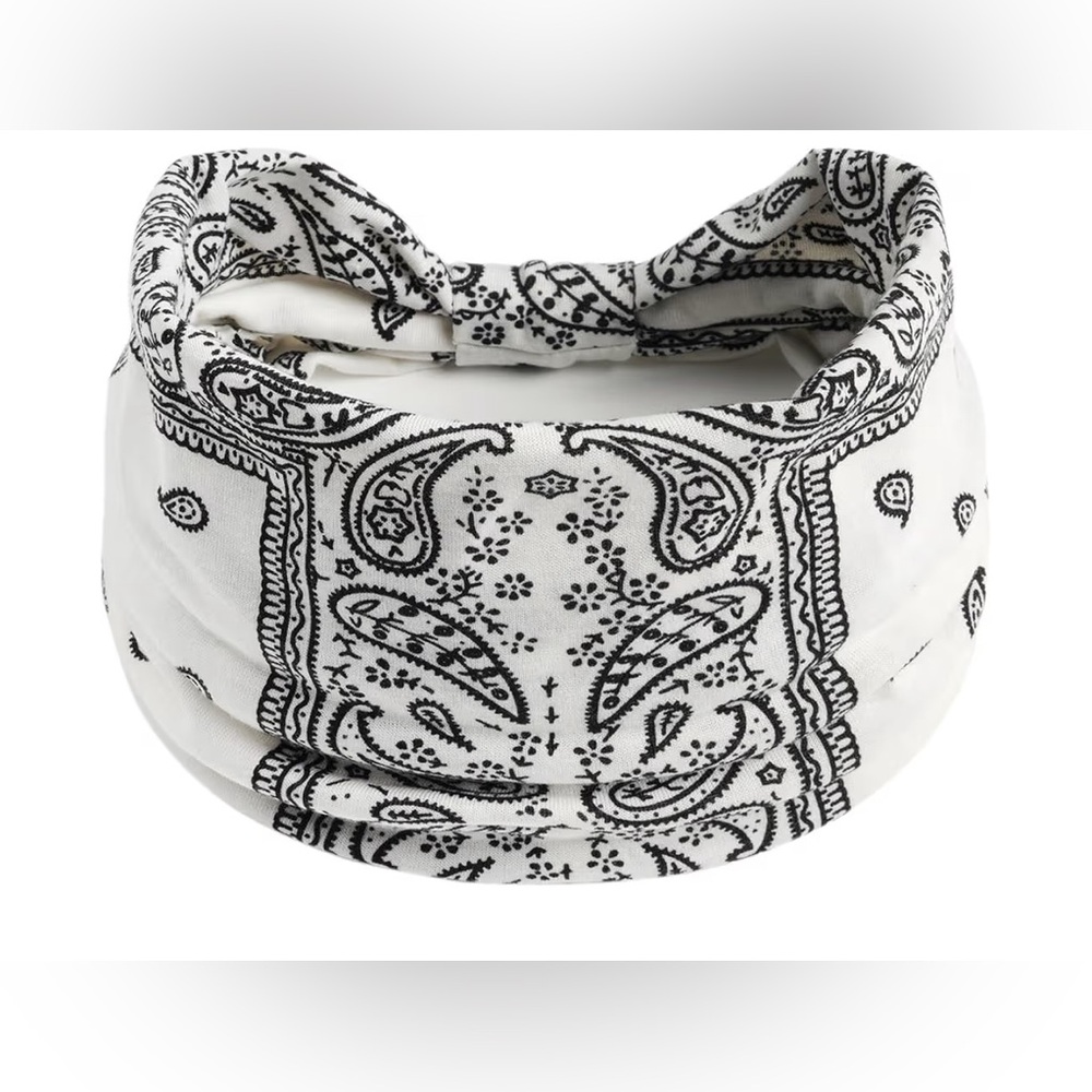 Bohemian White Paisley Print Head Bands